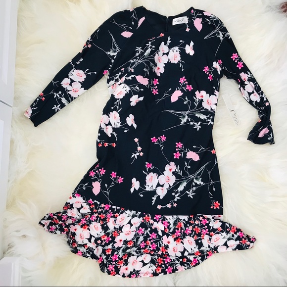 ELIZA J Long-Sleeve Floral-Print Ruffle-Hem Dress - Picture 5 of 7